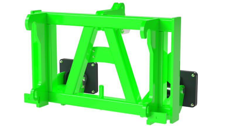 Fentech Agri Rhino compact attachment with heavy duty hook and rubber pads, designed for lifting and protecting implements via 3-point hitch, suitable for various loader brackets and agricultural machinery