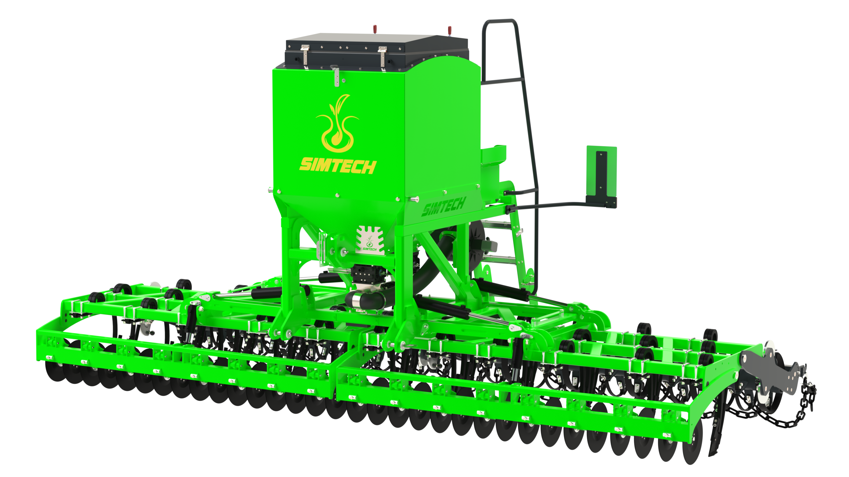 The Fentech Agri TS-600AP drill in action, showcasing precision and durability for efficient soil tillage and seeding. Ideal for large-scale farming operations, this powerful drill ensures optimal planting depth and seed placement